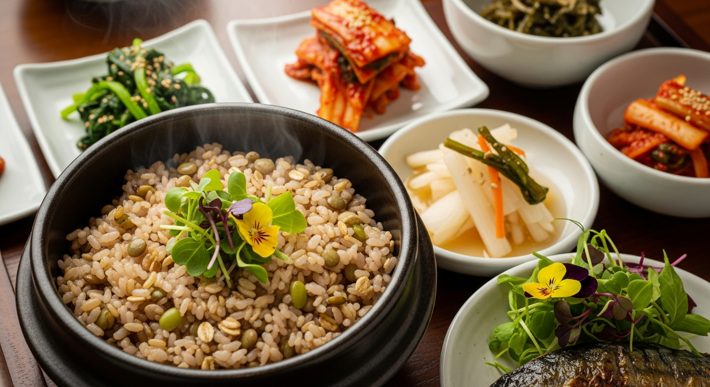 혈당 관리에 탁월한 렌틸콩과 현미를 배합한 저속노화 밥 클로즈업