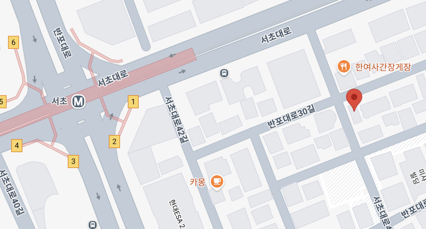 정원 위치 지도 : 서초역 집밥 맛집 베스트 3