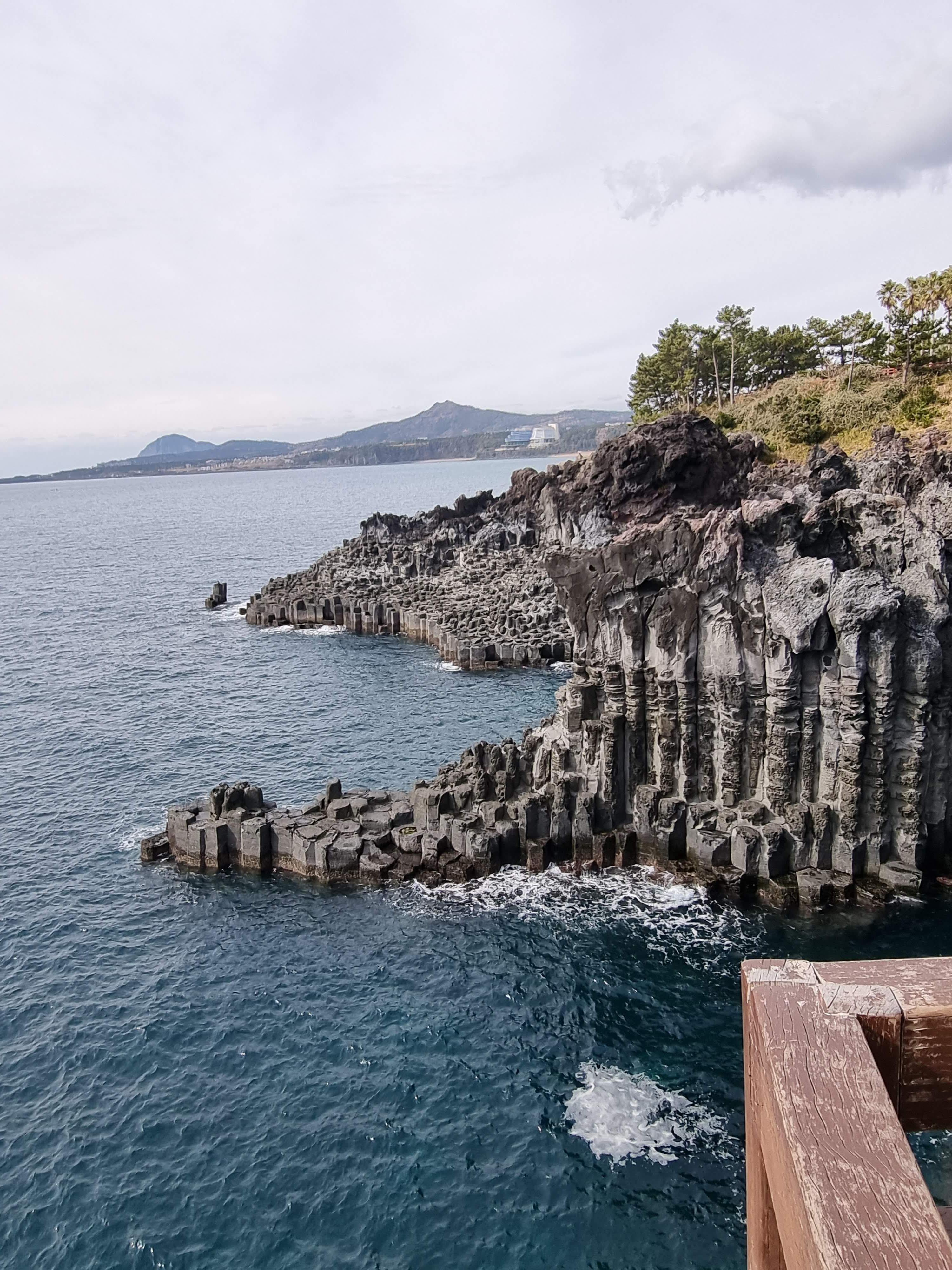 전망대에서 바라본 주상절리 해안선