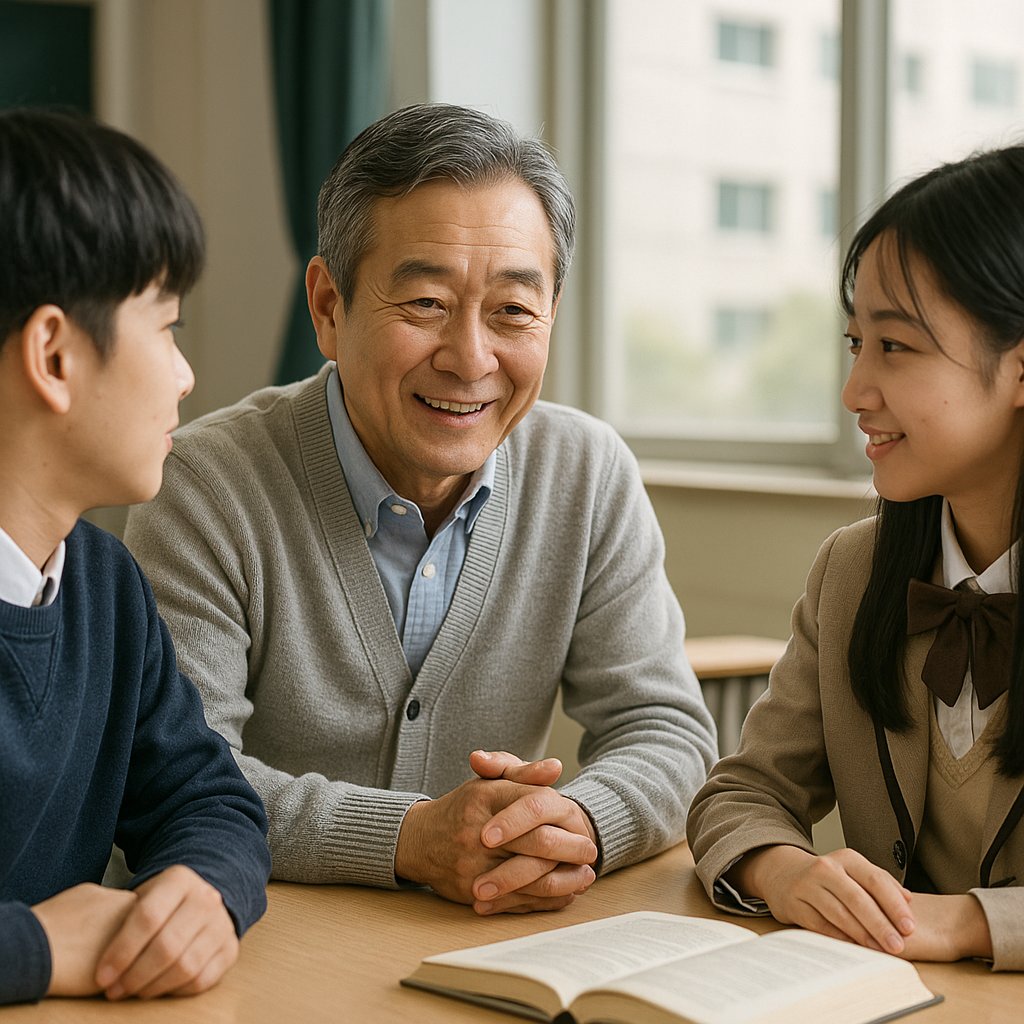 청소년과 대화 중인 중장년 멘토