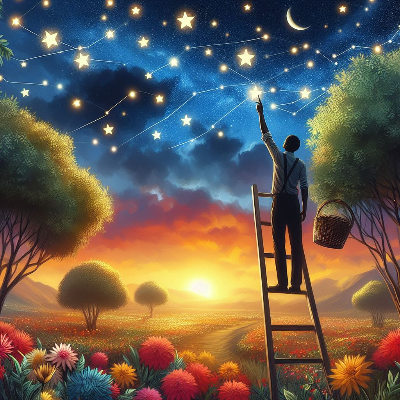 꿈을 꾸듯 별을 따는 남자 모습