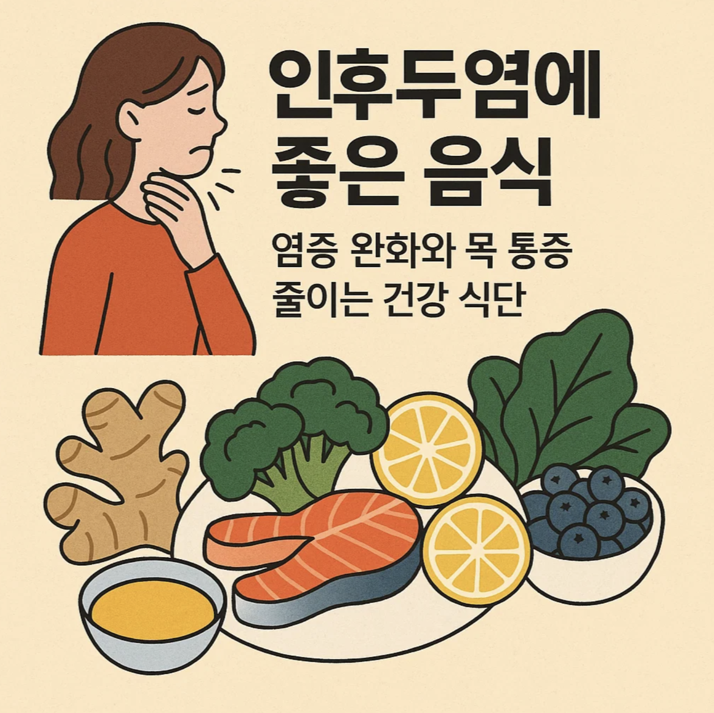 인후두염에 좋은 음식, 염증 완화와 목 통증 줄이는 건강 식단