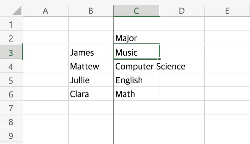엑셀 틀고정 예제