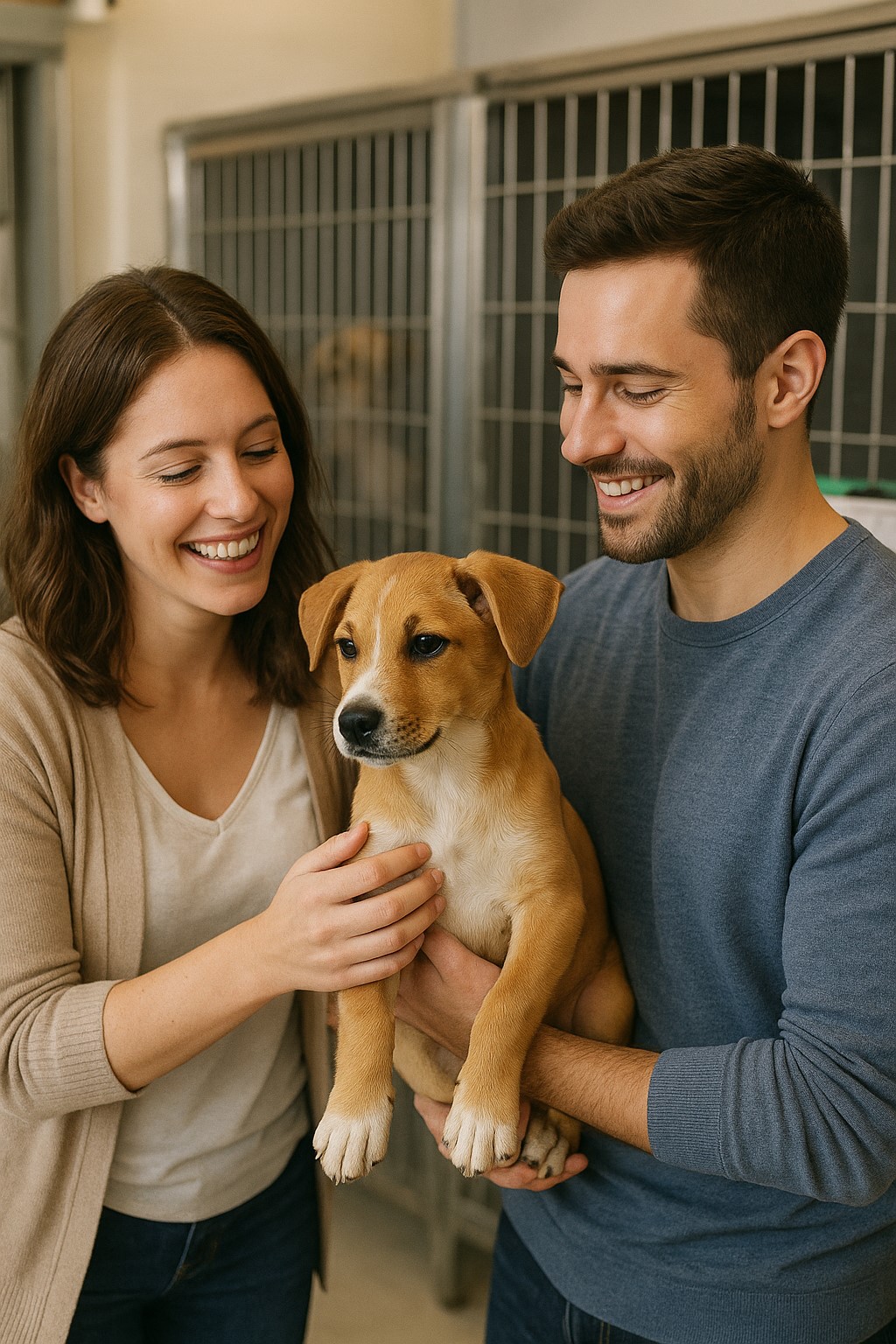 반려동물을 입양하고 있는 사진