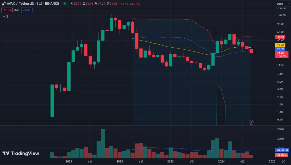아발란체-코인-바이낸스-월봉-차트