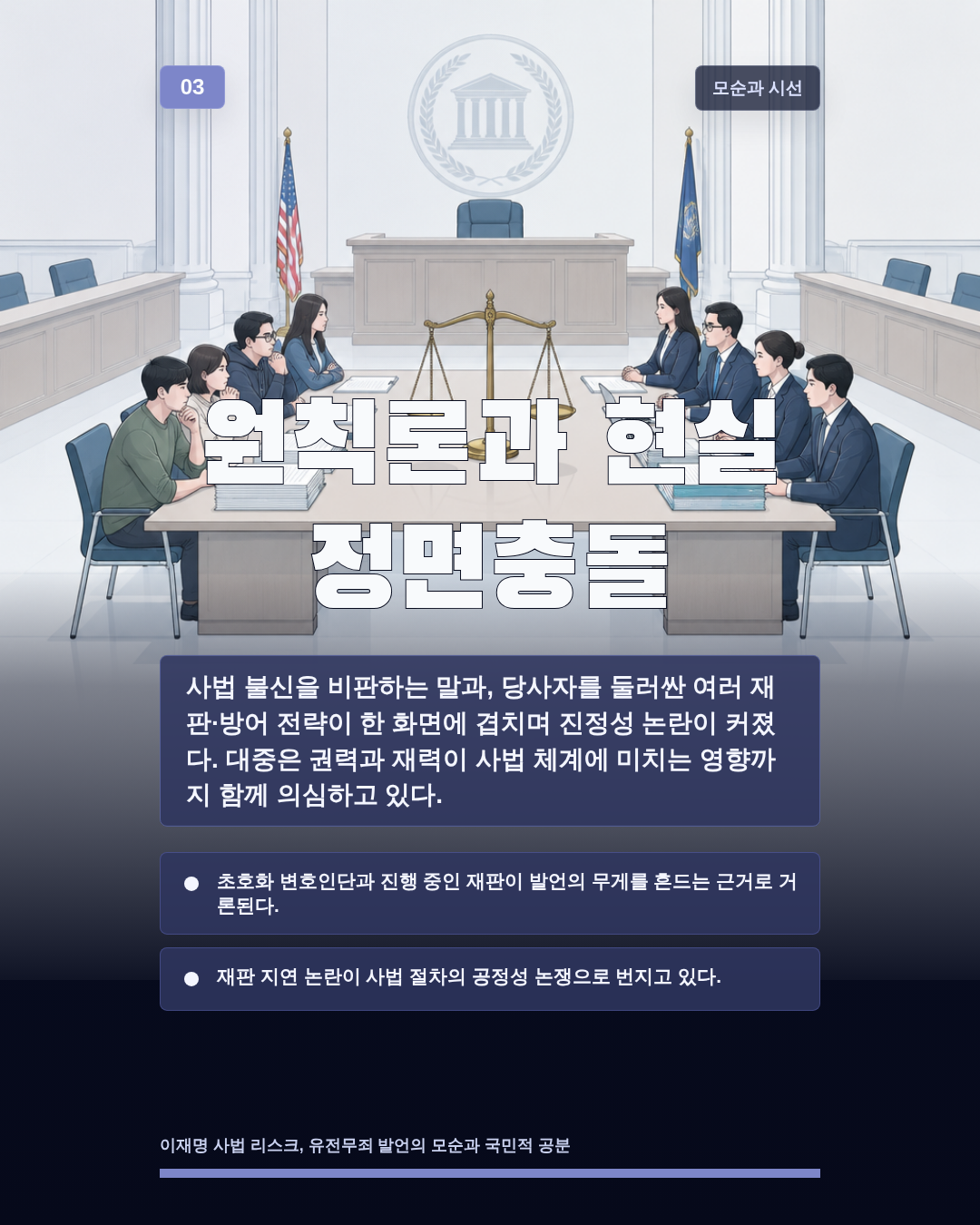 원칙론과 현실 정면충돌