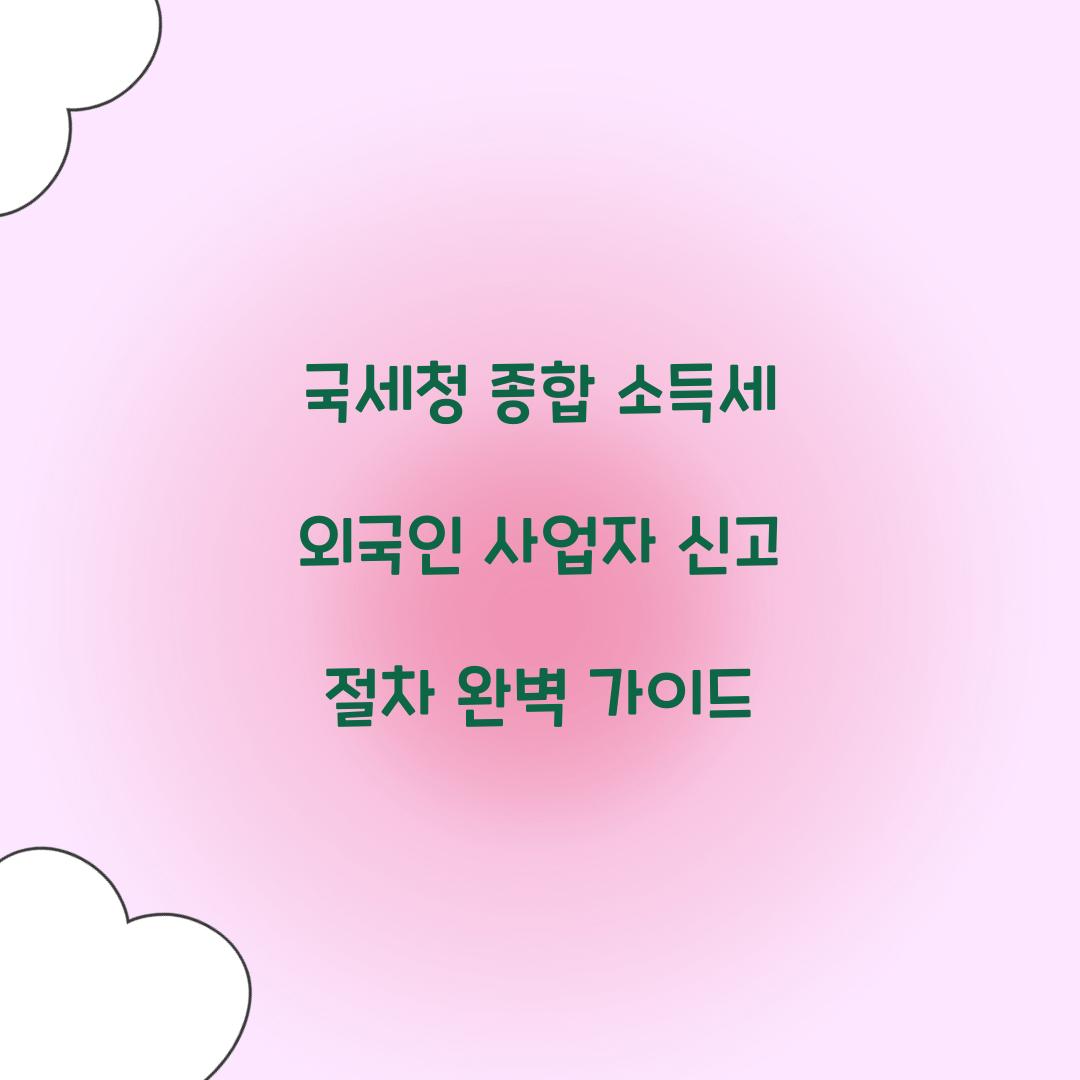 국세청 종합 소득세 외국인 사업자 신고 절차