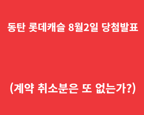동탄 롯데캐슬 8월2일 당첨발표(계약 취소분은 또 없는가?)