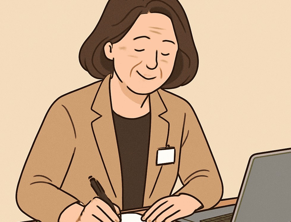 중년여성이 새일을 위해 공부하는 모습