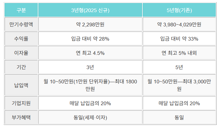 3년형과5년형비교