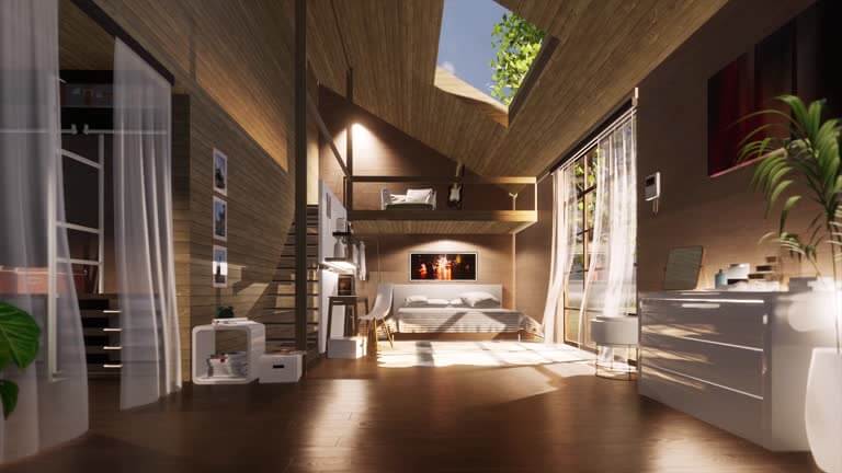 우드톤으로 꾸며진 공간 사진