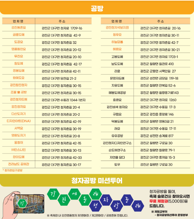 강진 청자축제 안내. 기간, 프로그램, 물레경진대회, 셔틀버스