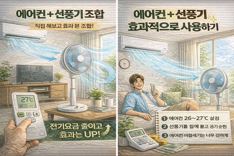 에어컨 + 선풍기 조합