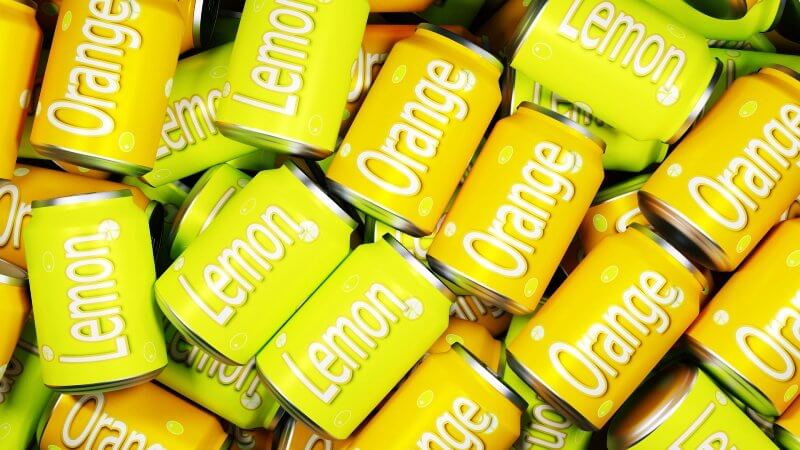 노란색-오랜지-탄산음료-여러개