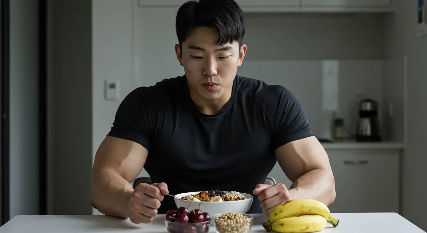 멜라토닌 원물을 섭취하는 남성 이미지