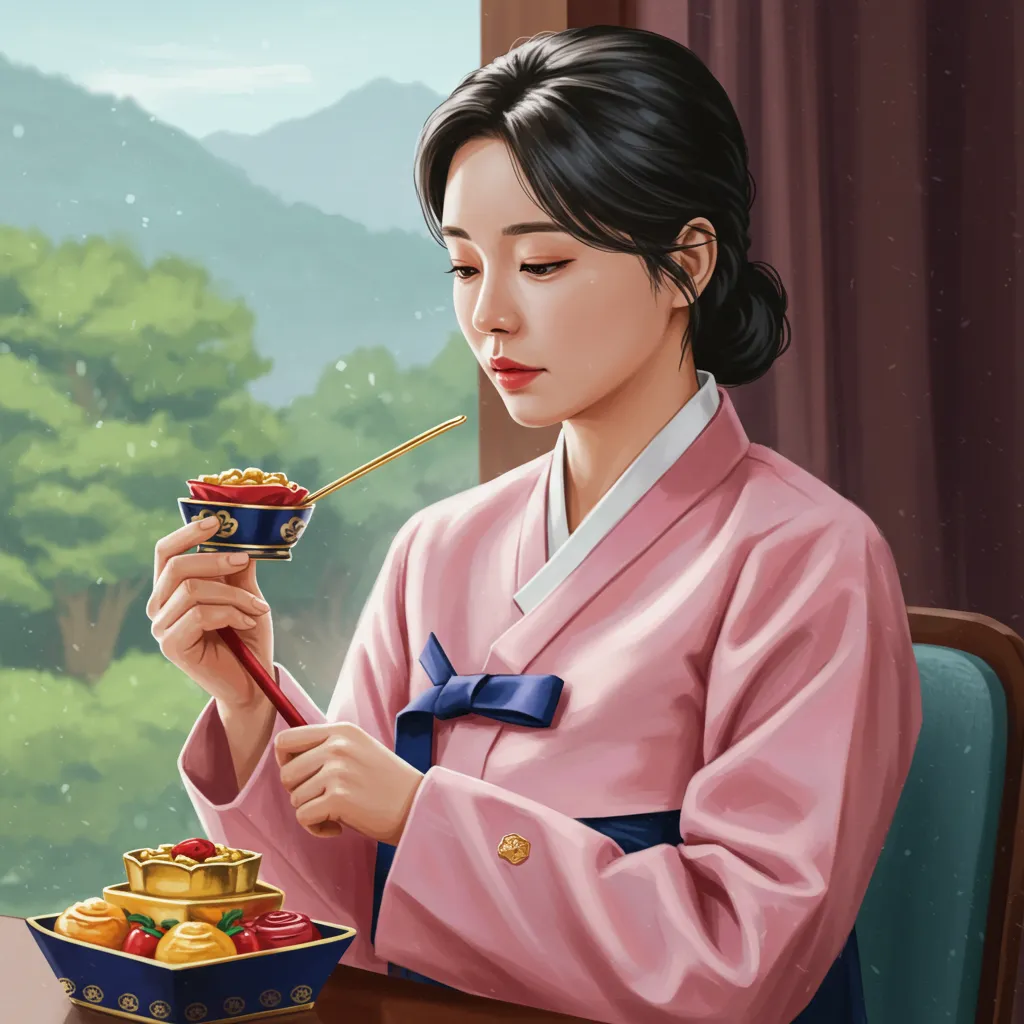 명절을 즐기고 있는 여성 공무원