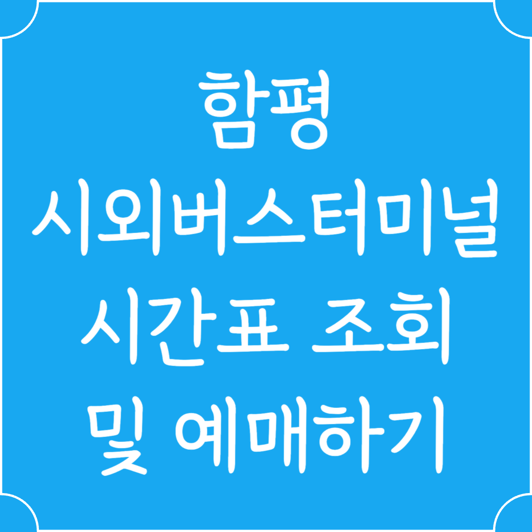 함평 시외버스터미널 시간표조회 및 예매하기
