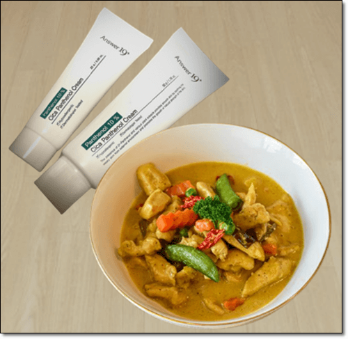 덱스판테놀 크림과 고기 요리