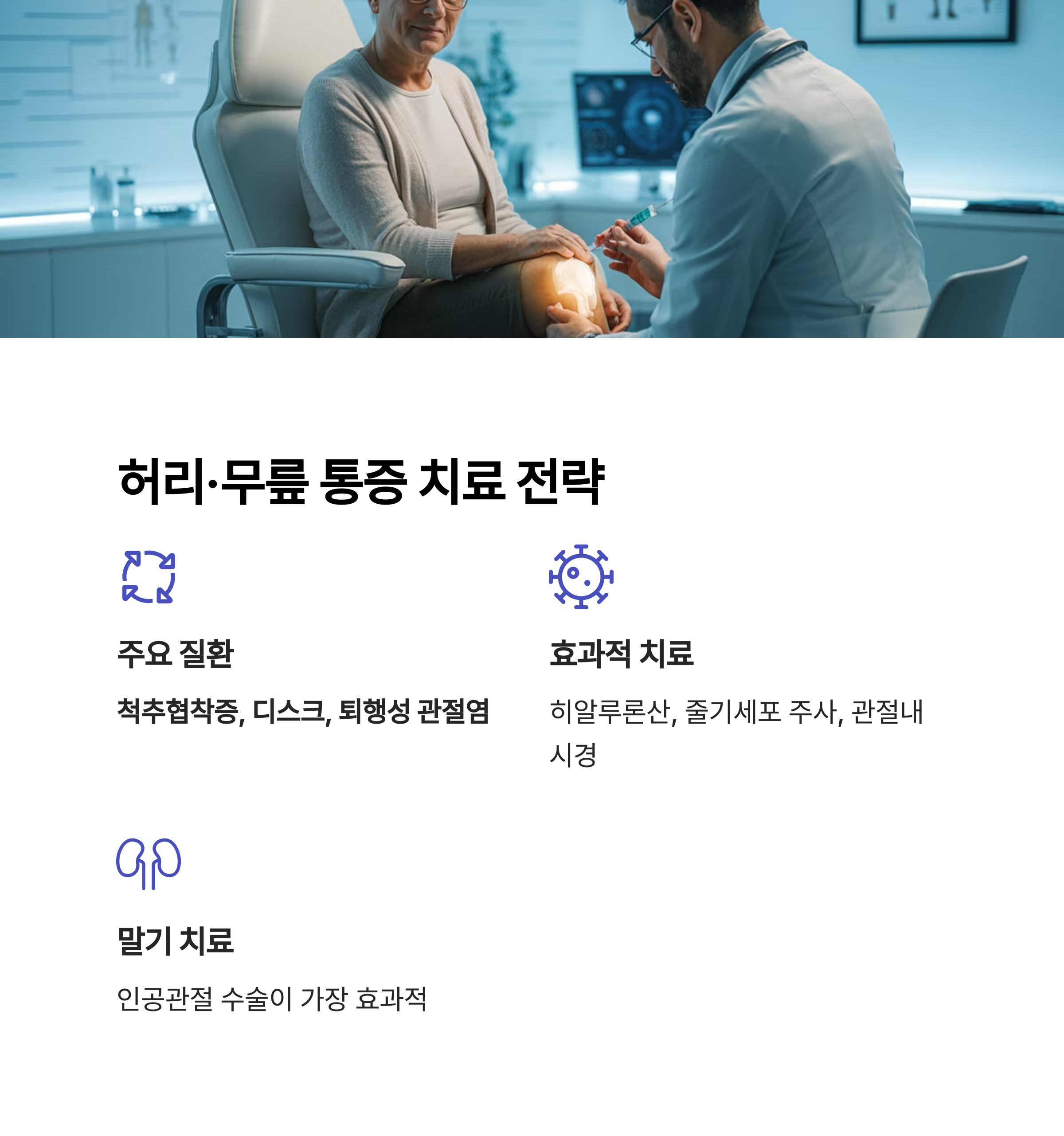 허리&middot;무릎: 고령층에서 가장 빈번한 부위