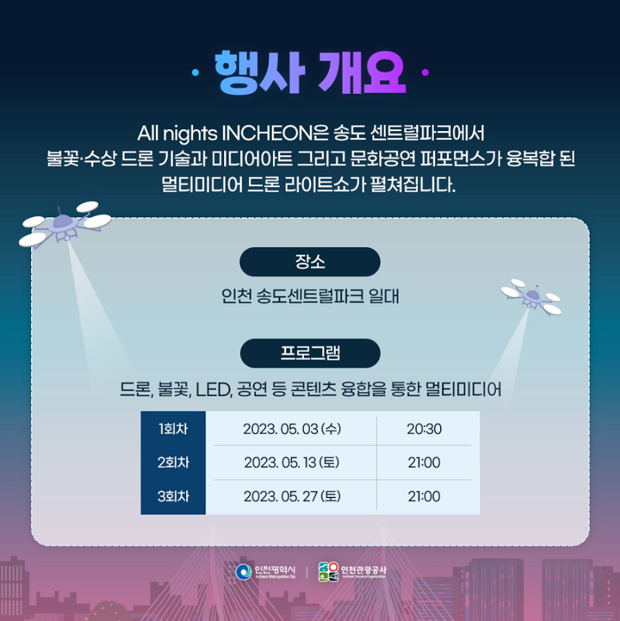 2023.송도 센트럴파크 멀티미디어 드론쇼.일정.주차팁.관람팁.2023안내.총정리
