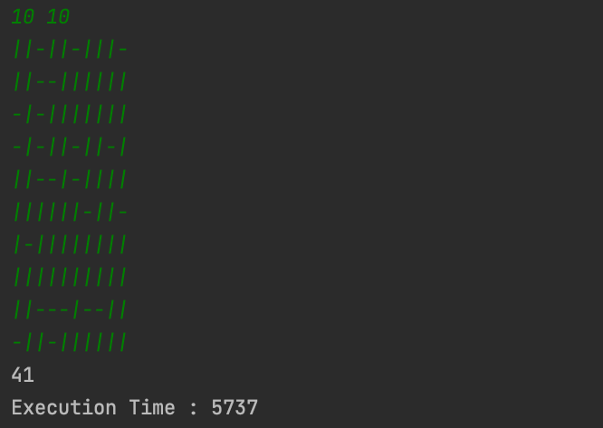 원래 코드의 테스트 수행결과과 수행시간이다.