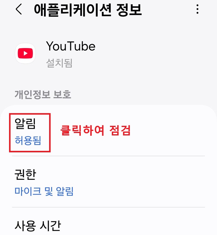 애플리케이션 정보 페이지 보임