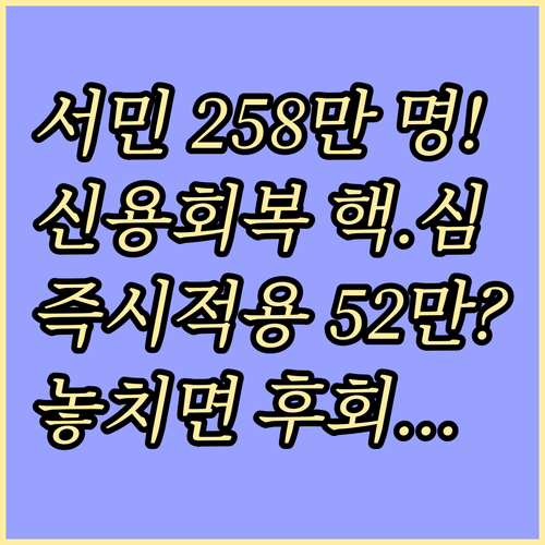 서민 소상공인 신용회복 258만 명 ..