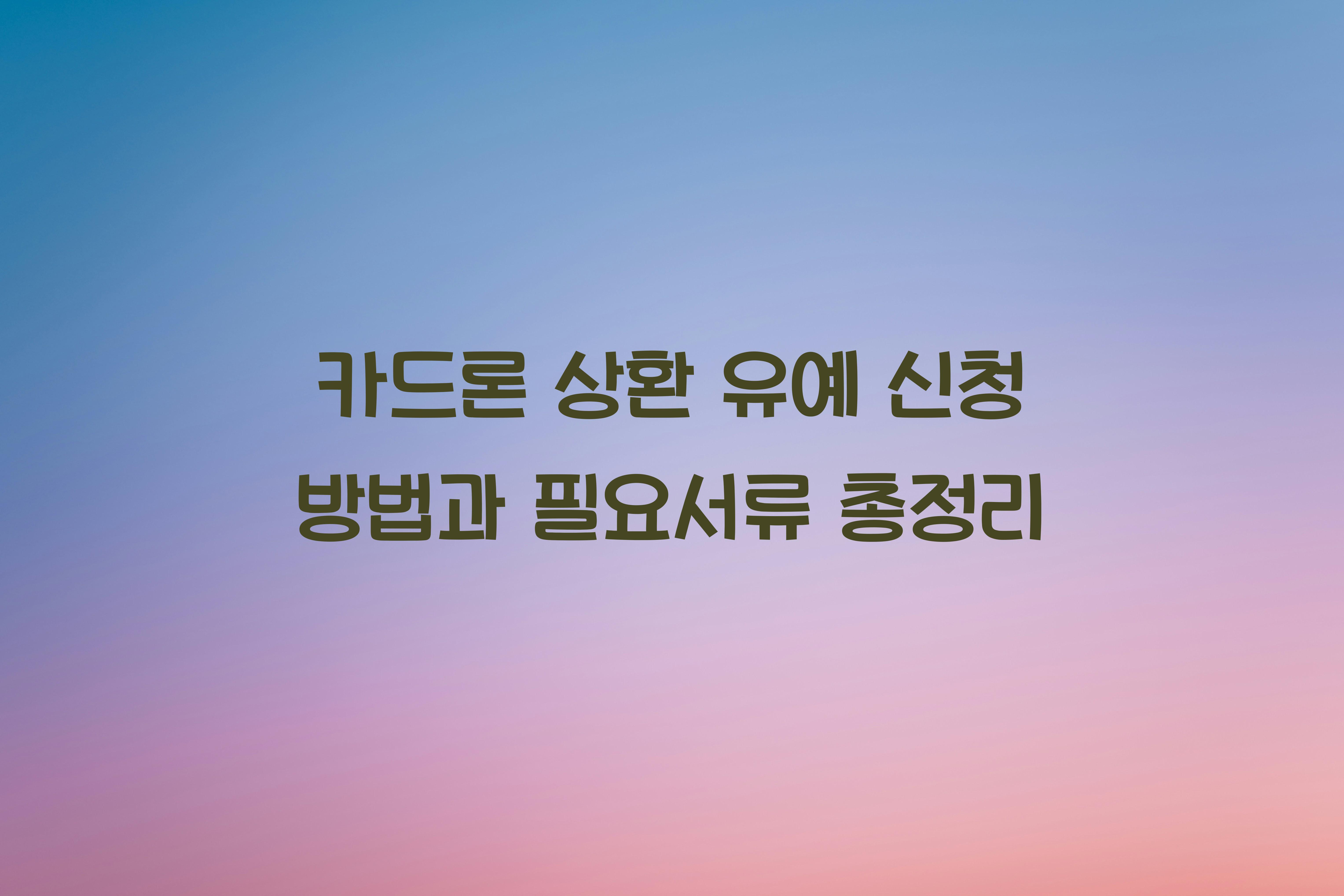 카드론 상환 유예 신청 방법