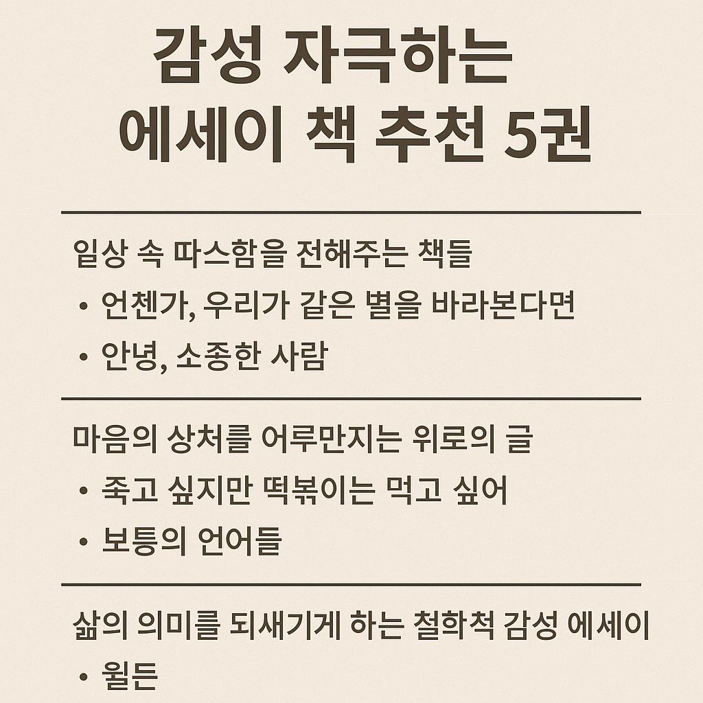 감성 자극하는 에세이 책 추천5권