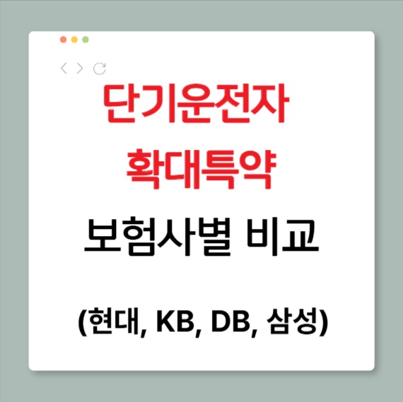단기 운전자 보험 확대 특약 보험사별 비교