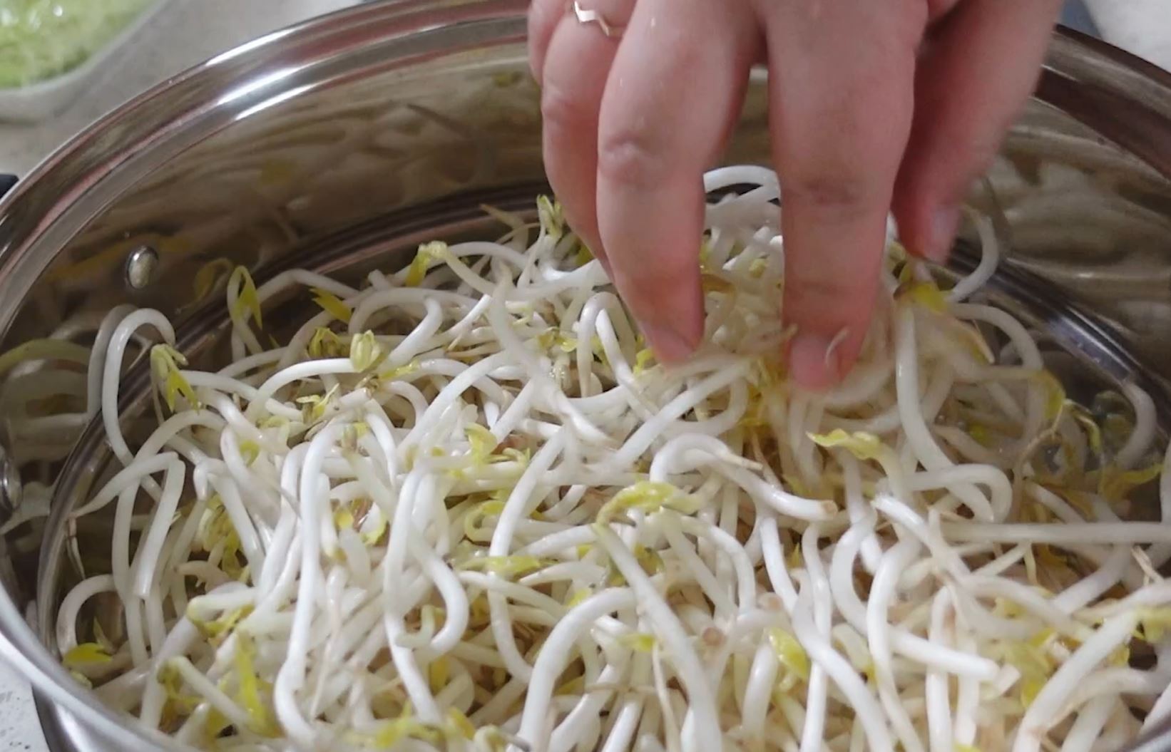 찜솥에 숙주 깔고