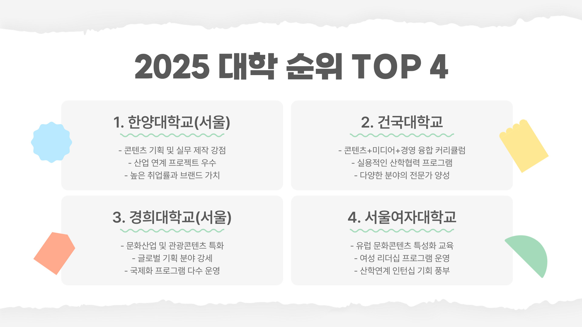 서울경기 문화콘텐츠학과 TOP4