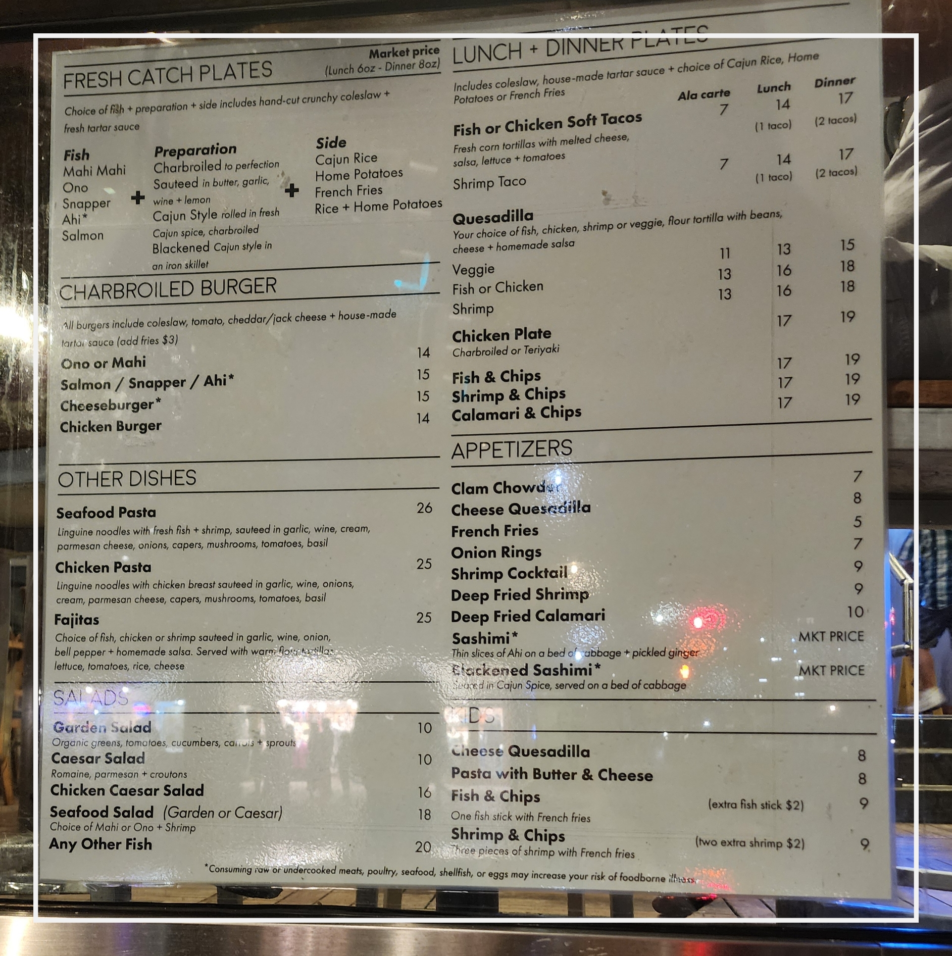 Paia Fish Market Waikiki, Menu