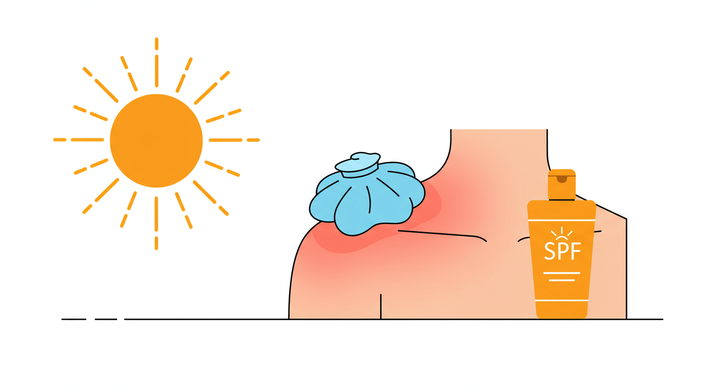 "햇빛화상, 여름철 피부 응급상황"에 대한 이미지입니다.