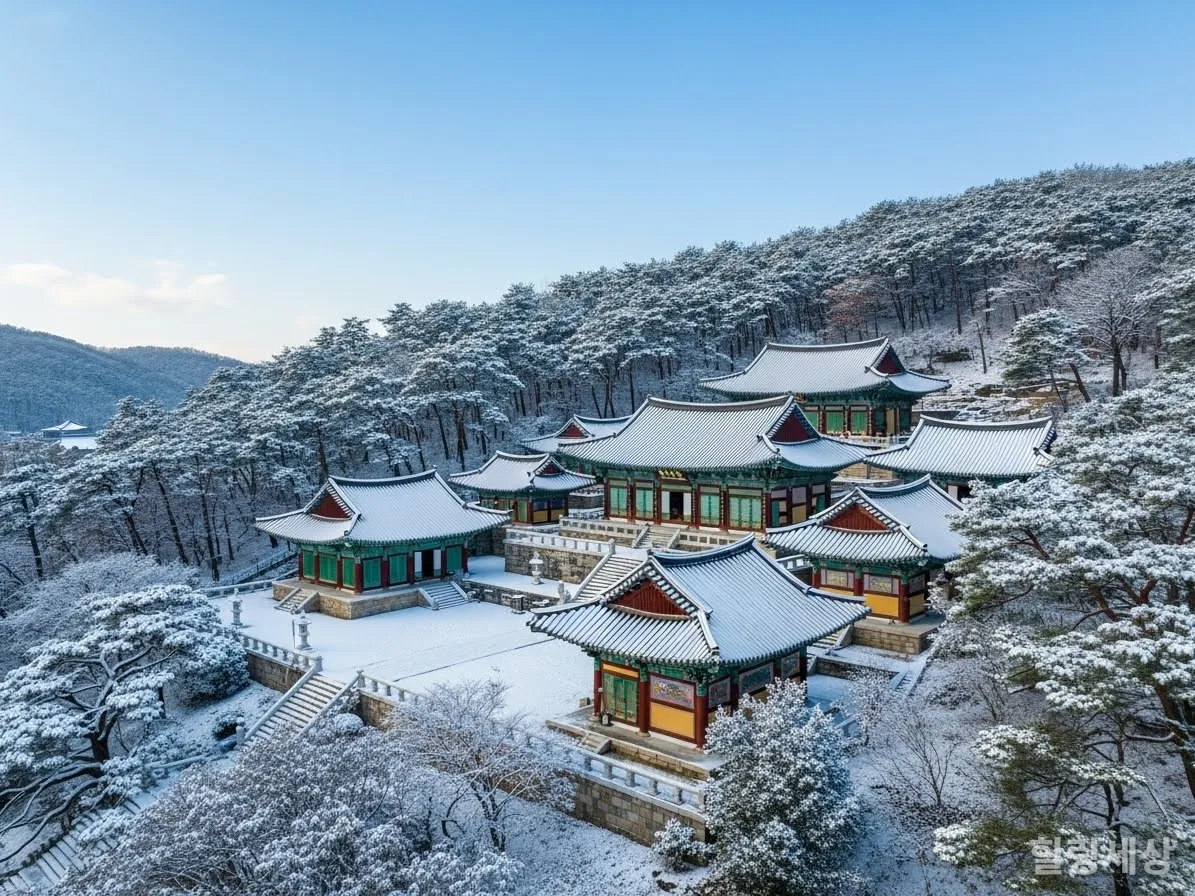 눈 내린 경주 불국사의 웅장하고 고즈넉한 모습