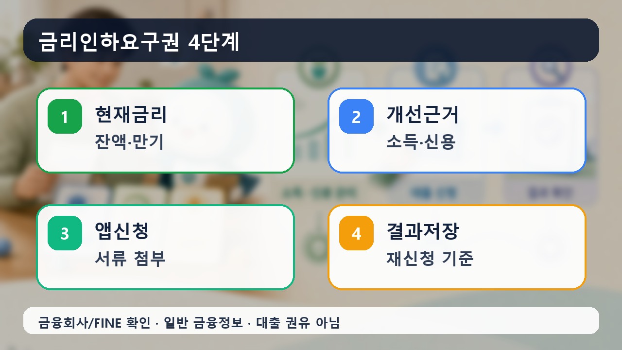 금리인하요구권 본문 이미지: 소득 신용 부채 개선 근거를 정리하는 마스코트