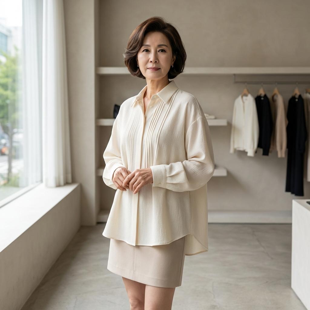 60대 뱃살 가려주는 블라우스 선택 요령