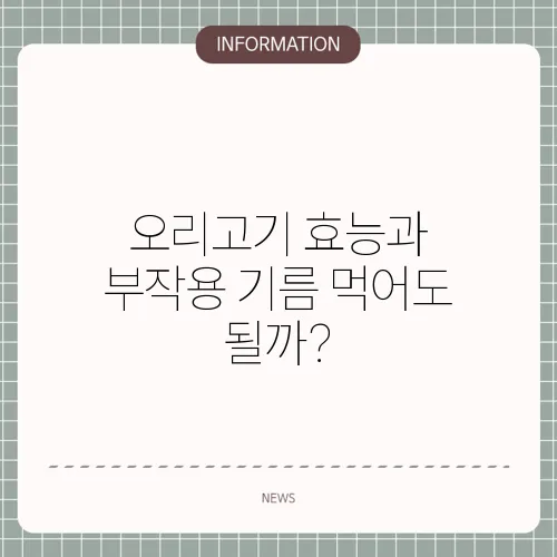 오리고기 효능과 부작용 기름 먹어도 될까?