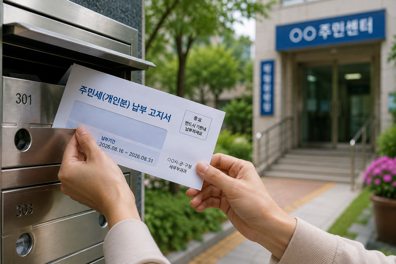 우편함에서 꺼낸 주민세 고지서