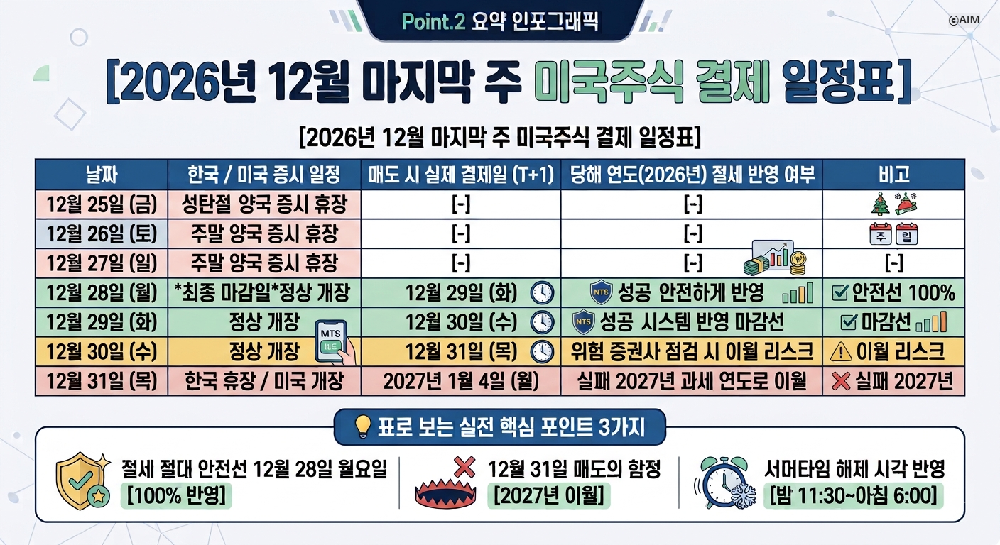실전 달력으로 보는 올해 연말 절세 최종 매도 마감일 요약 인포그래픽