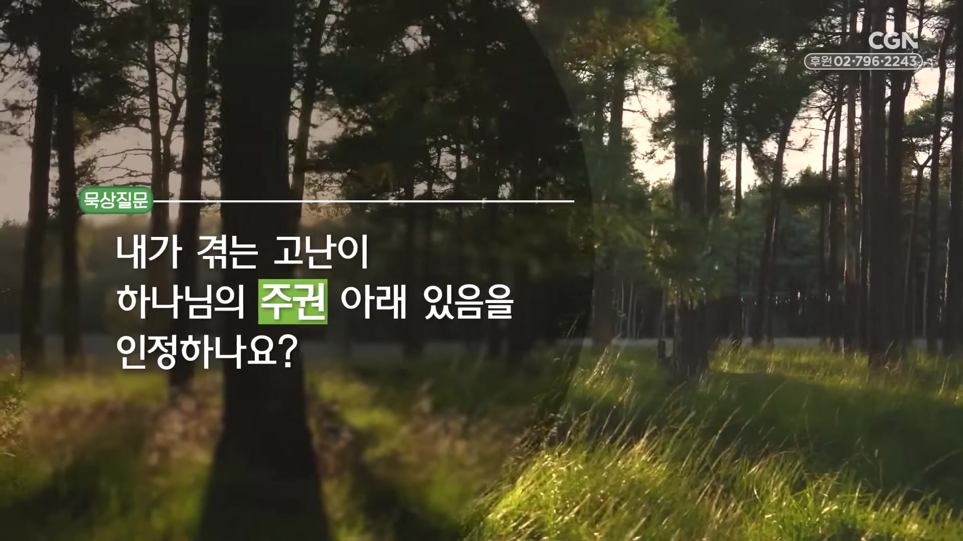내가 겪는 고난이 하나님의 주권 아래 있음을 인정하나요?