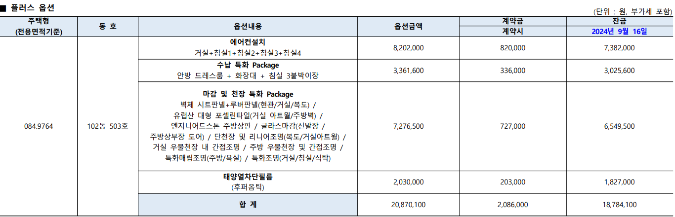판교밸리자이 플러스 옵션