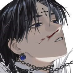 목에-체인을-감고-코피를-흘리며-하늘을-쳐다보는-일러스트