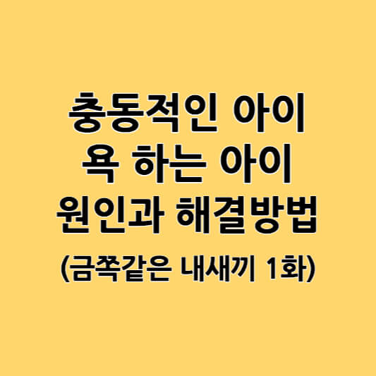 충동적인 아이, 욕 하는 아이 원인과 해결방법