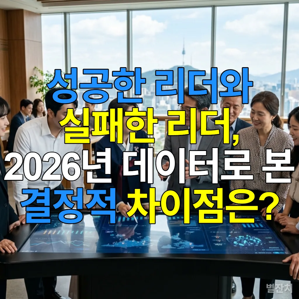 2026년 AI 시대에 협력하며 데이터를 분석하는 한국 리더들의 모습
