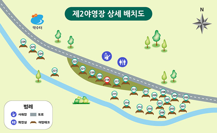 산음자연휴양림 야영장 배치도