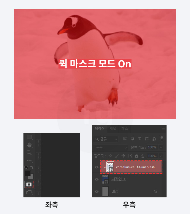 포토샵 퀵마스크 모드 풀기