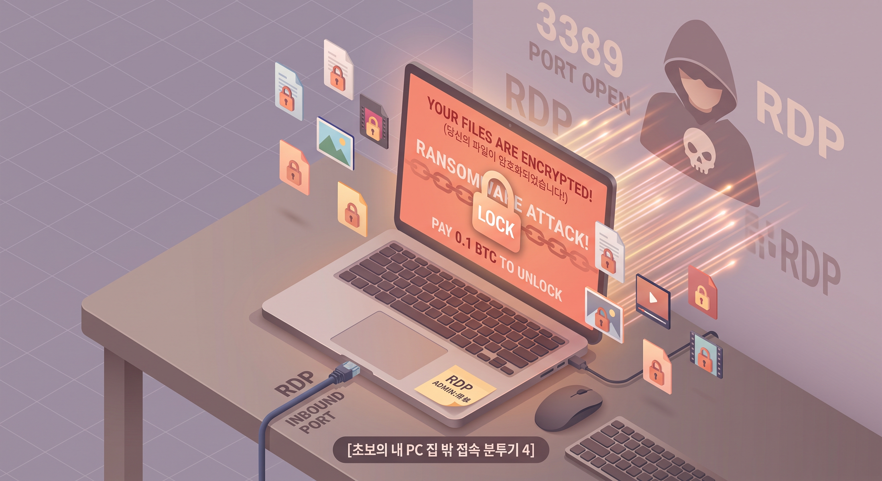 랜섬웨어 감염 화면 예시