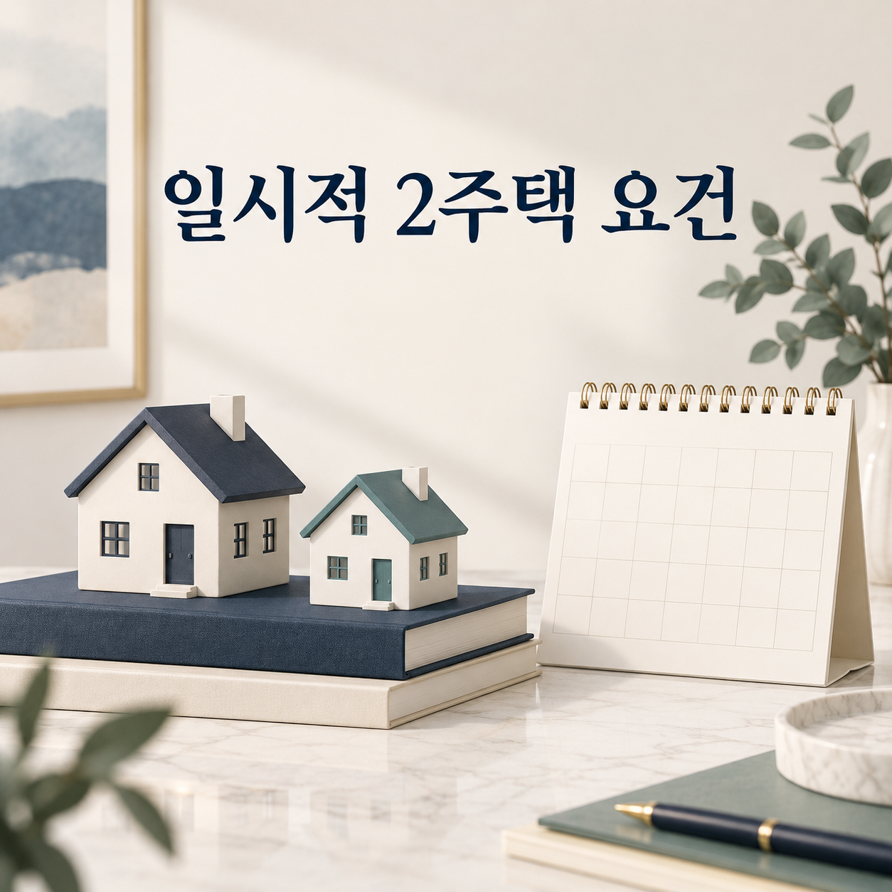 일시적 2주택 요건을 확인하는 두 집과 달력