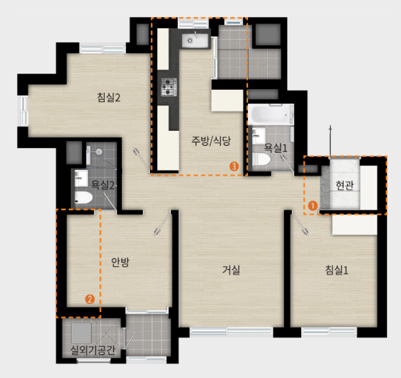 래미안-라그란데-59C타입-평면도